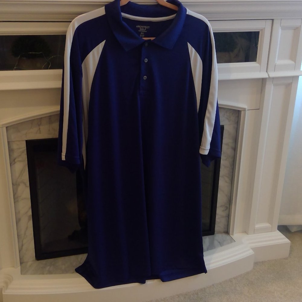 Architect Golf blue and white shirt
